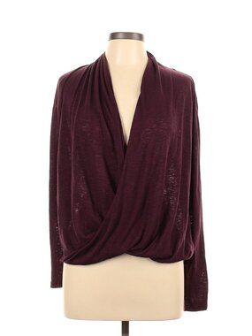 Gap Burgundy Wrap Top Long Sleeved L
